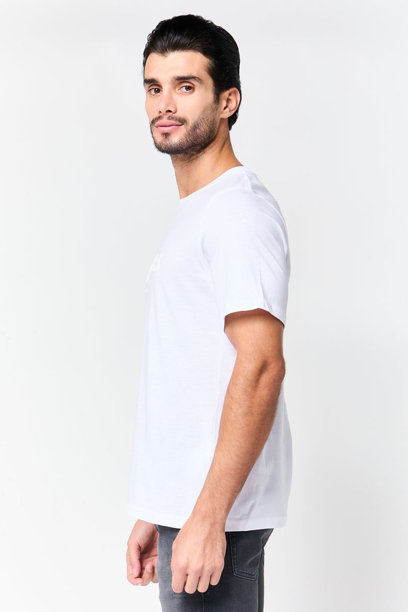 JACK & JONES Men Crew Neck Brand Logo Short Sleeve T-Shirt, White - Image 3